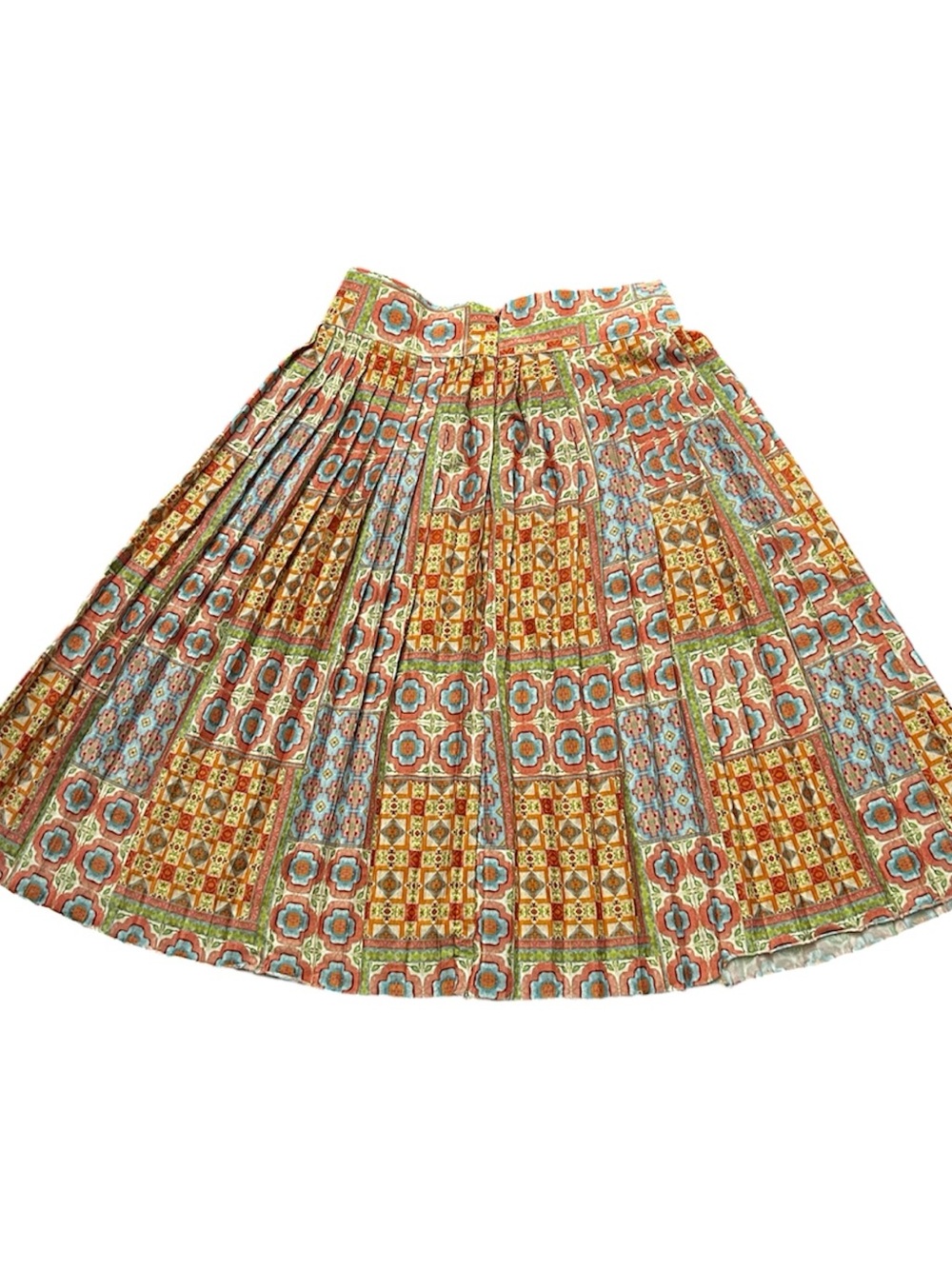 Vintage-Inspired Pleated Multi-Color Patterned Women's Skirt